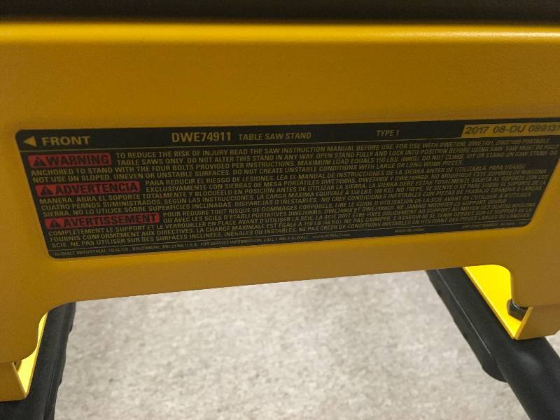 lot 81 image: Dewalt Rolling Table Saw Stand