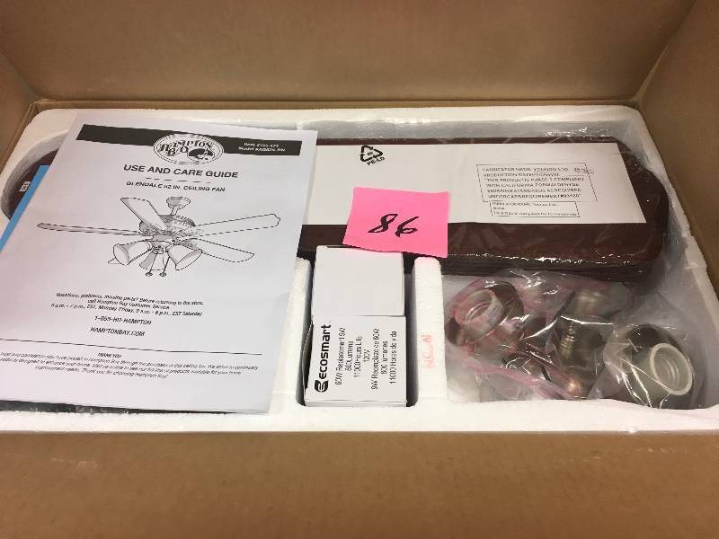 lot 86 image: Hampton Bay Glendale ceiling Fan not used