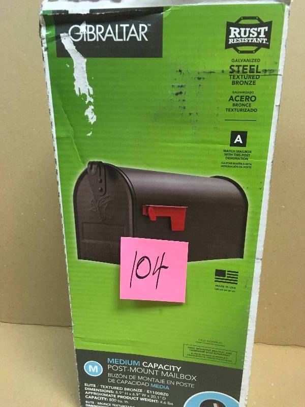 lot 104 image: Gibraltar Medium  Mailbox in Black