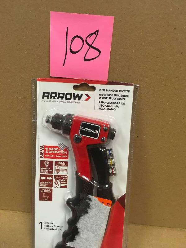 lot 108 image: Arrow Fastener 1-Handed  Riveter not used