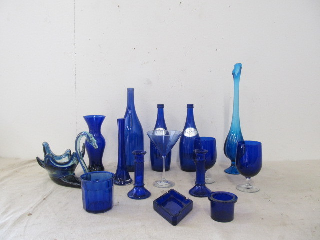 lot 129 image: Lot of Cobalt etc Blue Glassware