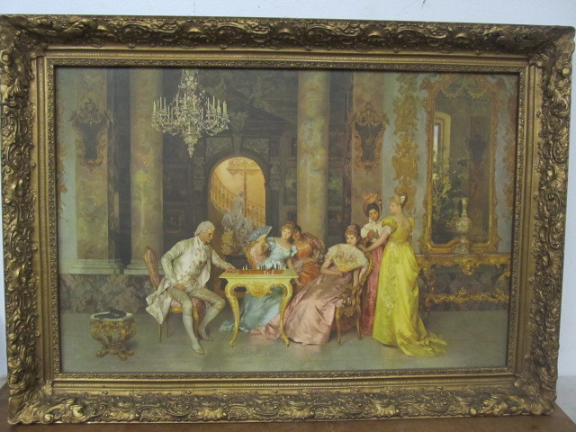 lot 150 image: LARGE Vintage Victorian Style Framed Print