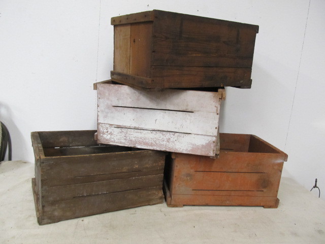 lot 26 image: Lot of Old Antique Primitive Wooden Cranberry Crates