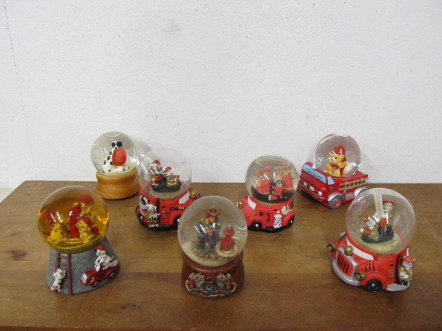 lot 109 image: Lot of 7 Firefighting Related Musical Snow Globes