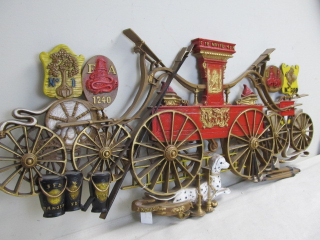 lot 170 image: LARGE Vintage 1970s Pumper Fire Truck Wall Hanging