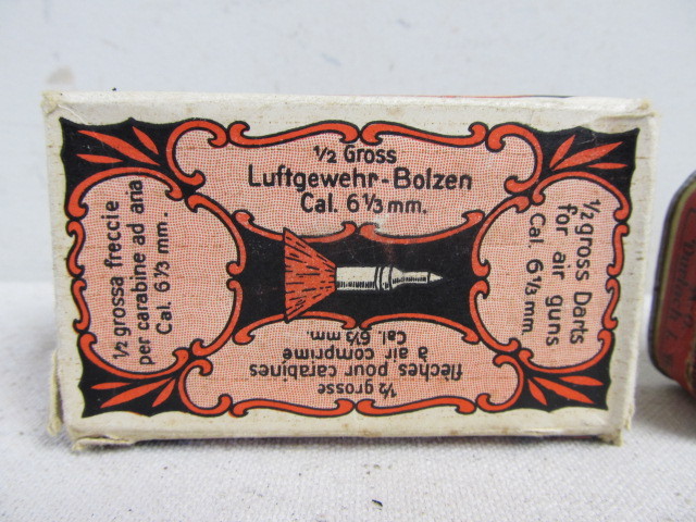 lot 5 image: Rare Original Early 1900s German Air Rifle DartsPellet Ammo Boxes - BOTH STILL FULL