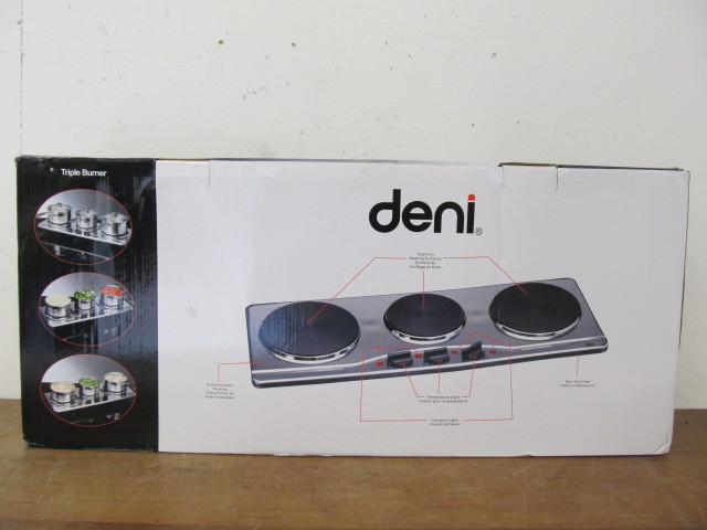 lot 56 image: Brand New DENI Triple Burner Cook Top Stove