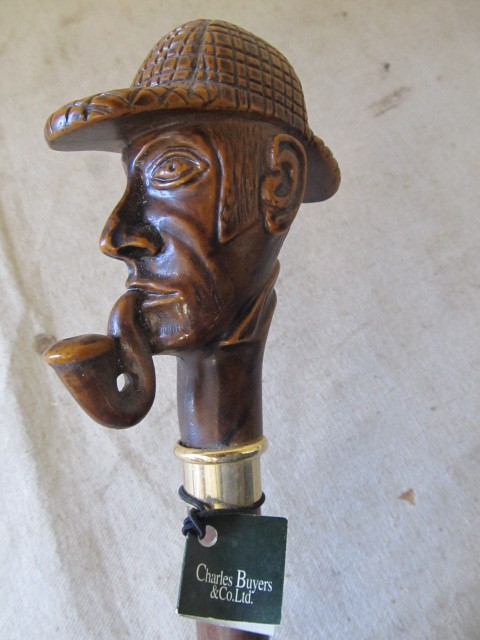 lot 65 image: Charles Buyers SHERLOCK HOLMES Figural Walking StickCane