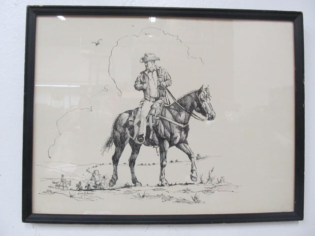 lot 68 image: Nice Original Keith W Avery Western Drawing Signed