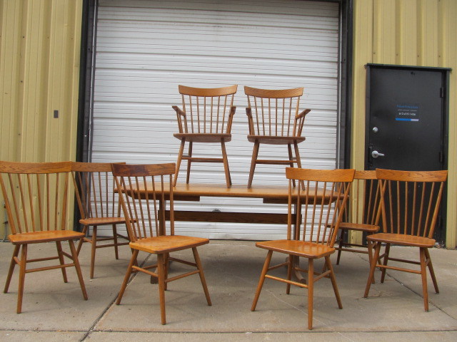 Mid Century 1950 S Conant Ball Oak Dining Table W 8 Chairs