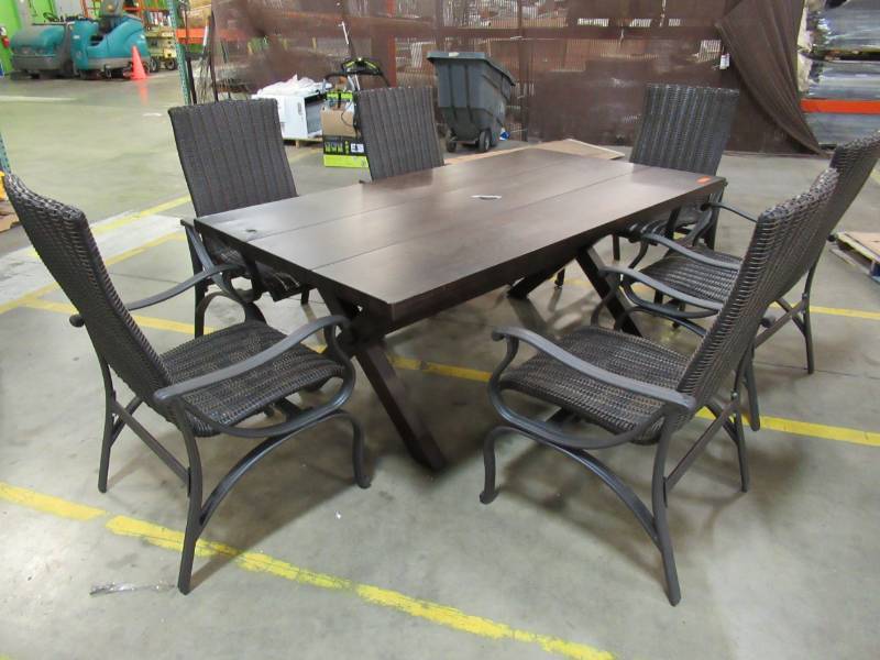lot 11 image: ATWORTH RECTANGLE ALUMINUM PATIO TABLE AND 6 CHAIRS