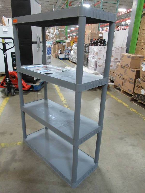 lot 72 image: BLUE HAWK 4-SHELF PLASTIC FREESTANDING SHELVING UNIT