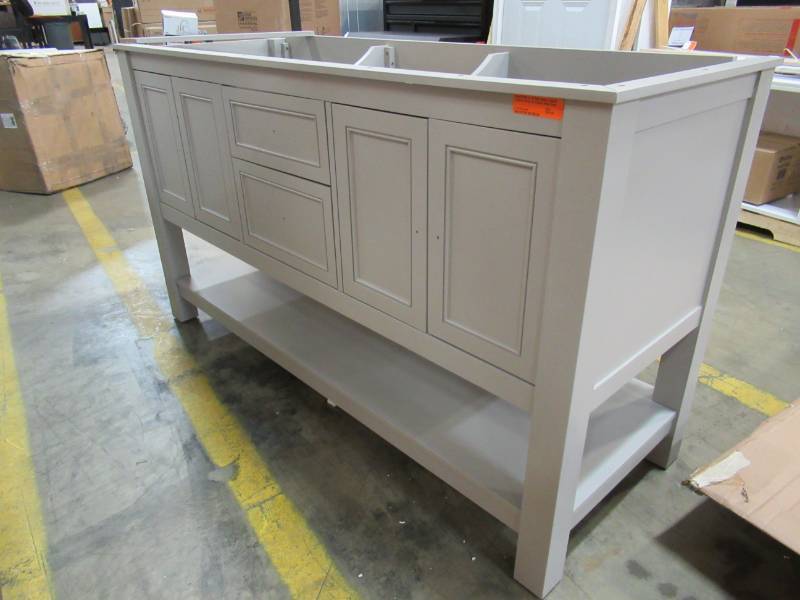 lot 16A image: GAZETTE 60 IN. W BATH VANITY CABINET ONLY IN GREY FOR DOUBLE BOWL DESIGN