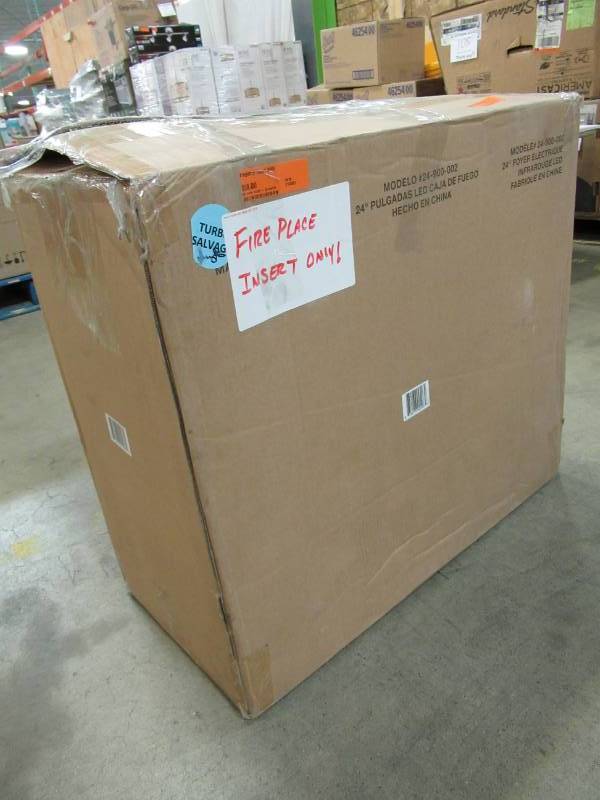 lot 103 image: 24 CURVED ELECTRIC FIREPLACE INSERT - FIREBOX WITH HEATER