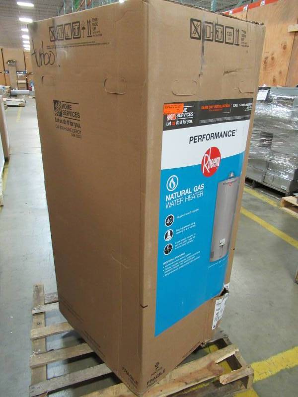 lot 105 image: RHEEM PERFORMANCE 40 GAL. SHORT 6 YEAR 34,000 BTU NATURAL GAS WATER HEATER