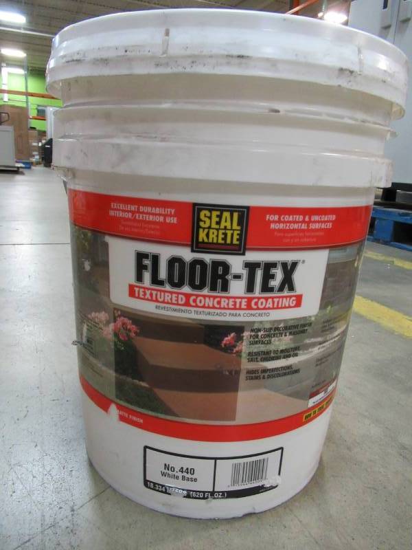 lot 114 image: SEAL-KRETE FLOOR-TEX TEXTURED CONCRETE COATING WHITE BASE 620 OZ