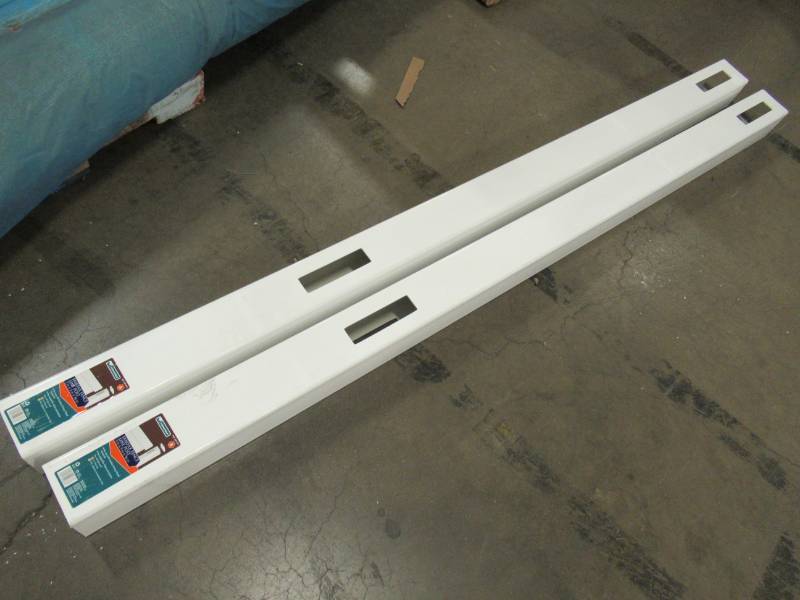 lot 159 image: (2) VERANDA 5 X 5 X 8 WHITE VINYL ROUTED FENCE POSTS