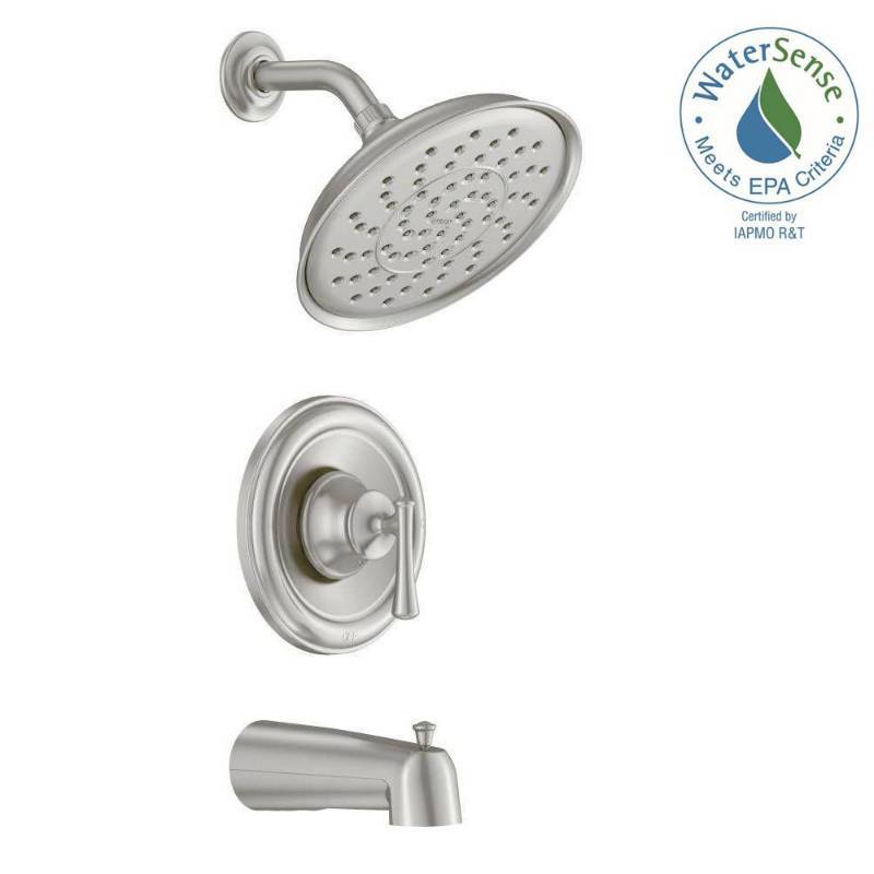 lot 132 image: MOEN ASHVILLE SINGLE-HANDLE 1-SPRAY TUB AND SHOWER FAUCET WITH VALVE IN SPOT RESIST BRUSHED NICKEL