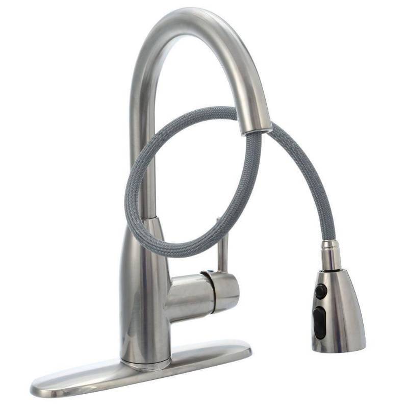 lot 134 image: AMERICAN STANDARD FAIRBURY SINGLE-HANDLE PULL-DOWN SPRAYER KITCHEN FAUCET IN STAINLESS STEEL