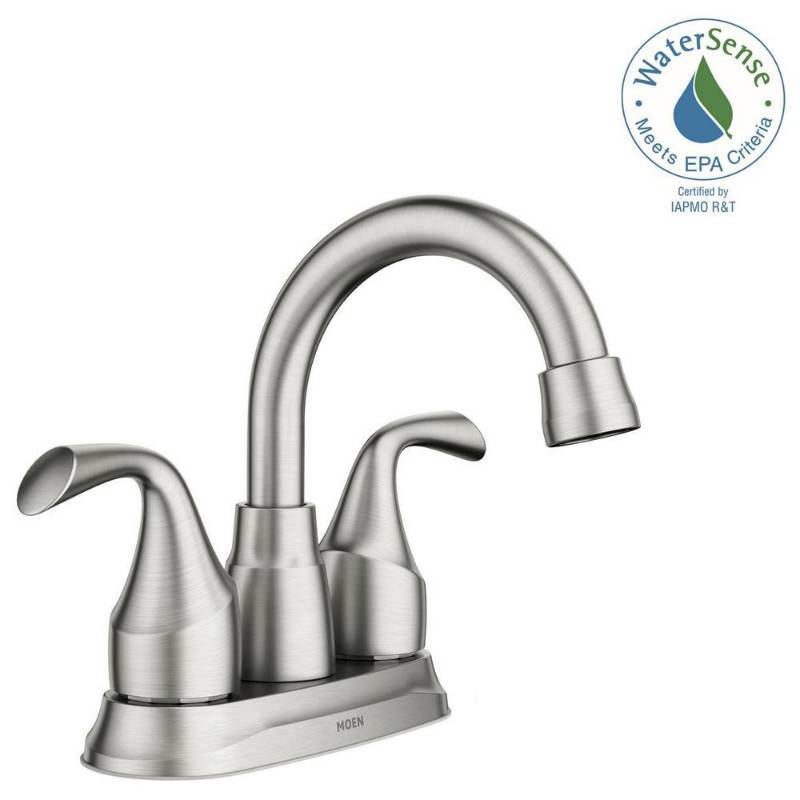lot 137 image: MOEN IDORA 4 IN. CENTERSET 2-HANDLE BATHROOM FAUCET IN SPOT RESIST BRUSHED NICKEL