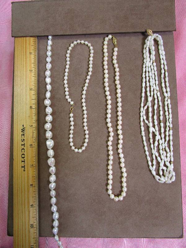 lot 165 image: 14K CULTURED PEARL NECKLACES  BRACELET COLLECTION