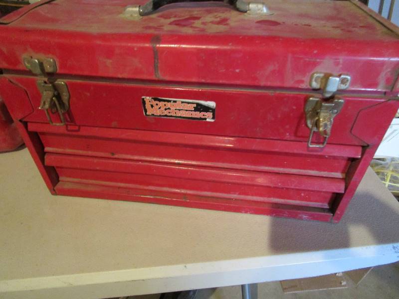 lot 242 image: (2) Tool Boxes (4) Gas Jugs