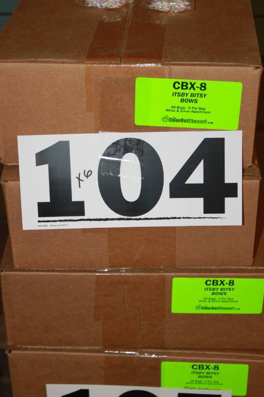 806 Bags of White & Silver Itsy Bitsy Bows in Retail Packaging