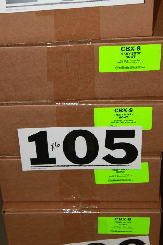 806 Bags of White & Silver Itsy Bitsy Bows in Retail Packaging