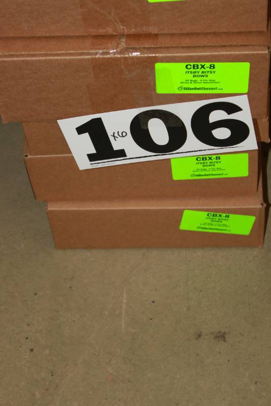806 Bags of White & Silver Itsy Bitsy Bows in Retail Packaging