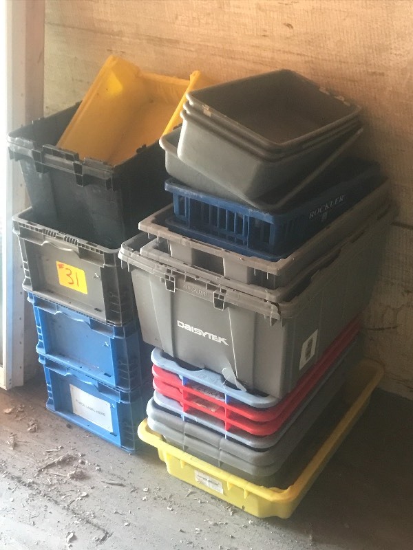 lot 31 image: Lot Of Assorted Storage  Sorting Totes & Bins