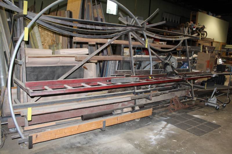 lot 4 image: Porter-Cable 14in. Dry Metal Cut Saw w Custom Built Table