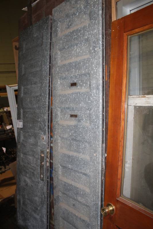 lot 23 image: Lot of (2) Thorp Fire Proof Door Co. Seamless Fireproof Paneled Doors