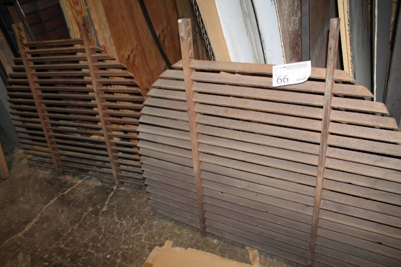 lot 66 image: Lot of (2) Fixed Wooden Blinds, Unframed