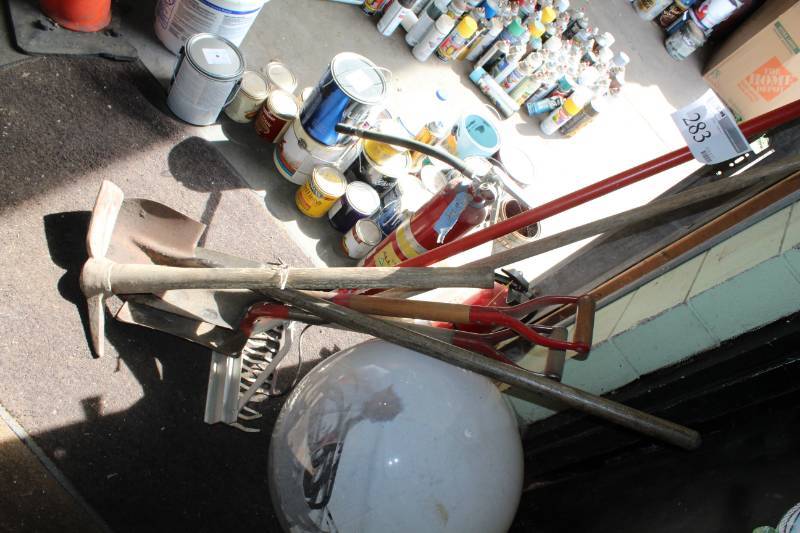 lot 283 image: Axe, Shovel, Spade, Rake