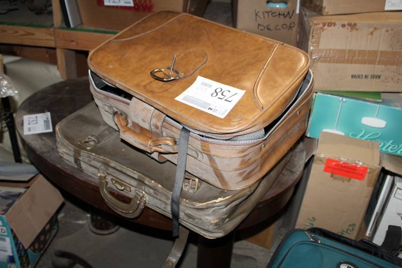 lot 758 image: Lot of (2) Leather Rolling Luggage