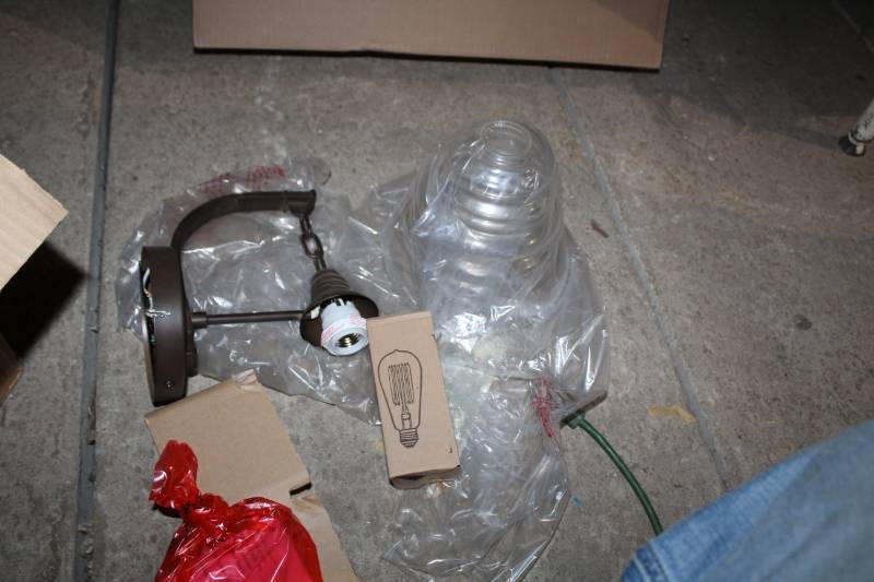 lot 735 image: Lot of (2) Vintage Industrial Wall Lamps