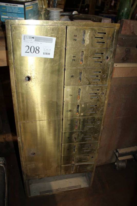 lot 208 image: Vintage Brass Postal Box