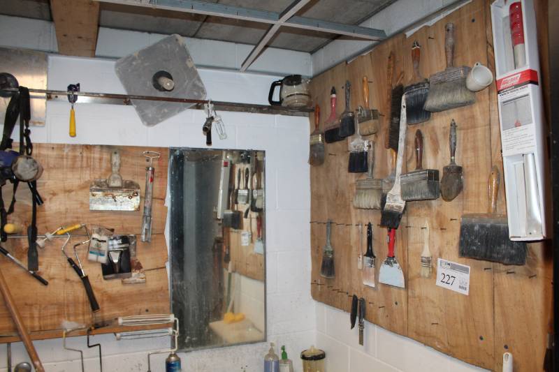 lot 227 image: Paint Brushes, Putty Knives, Paint Rollers, And More