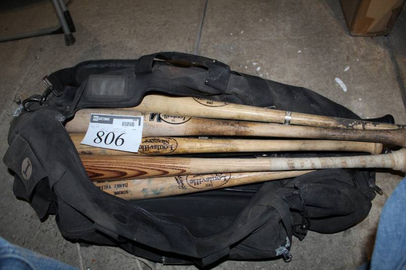 lot 806 image: Official Cracked Baseball Bats - Minnesota Twins Danny Valencia, Drew Butera, Luke Hughes, And More