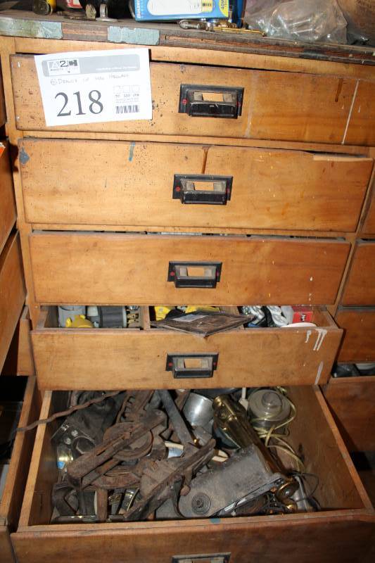lot 218 image: Lot of (5) Drawers of Hardware