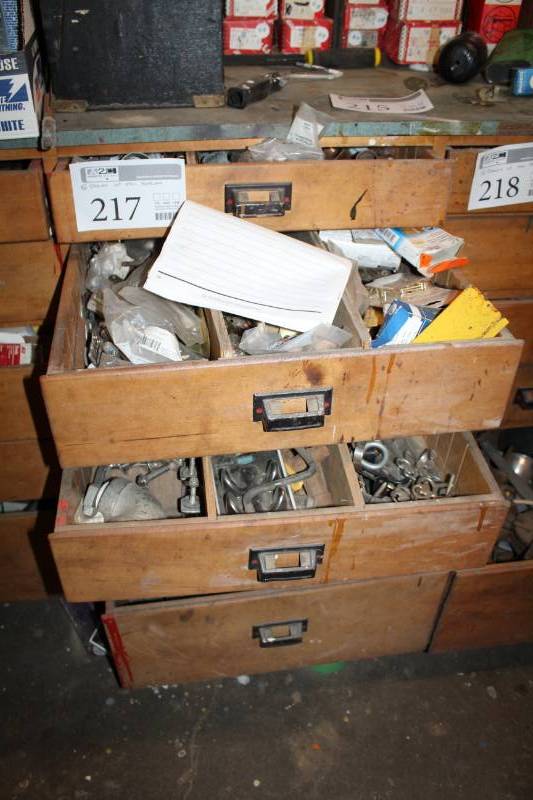 lot 217 image: Lot of (5) Drawers of Hardware