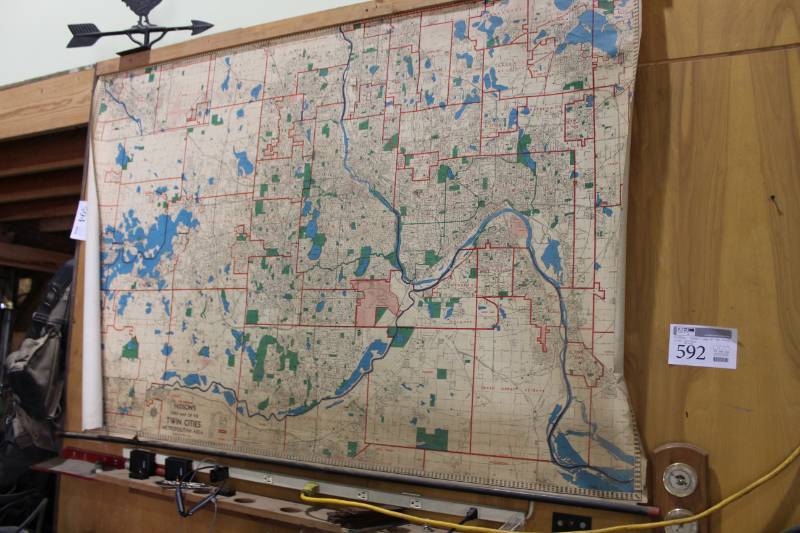 lot 592 image: Vintage Hudsons Street Map of The Twin Cities