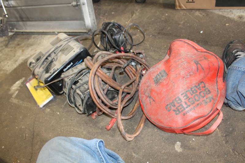 lot 417 image: Lot of (4) Battery Chargers, Jumper Cables