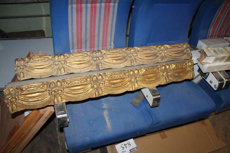 lot 841 image: Lot of (2) Gilded Metal-Clad Blind Rod Covers