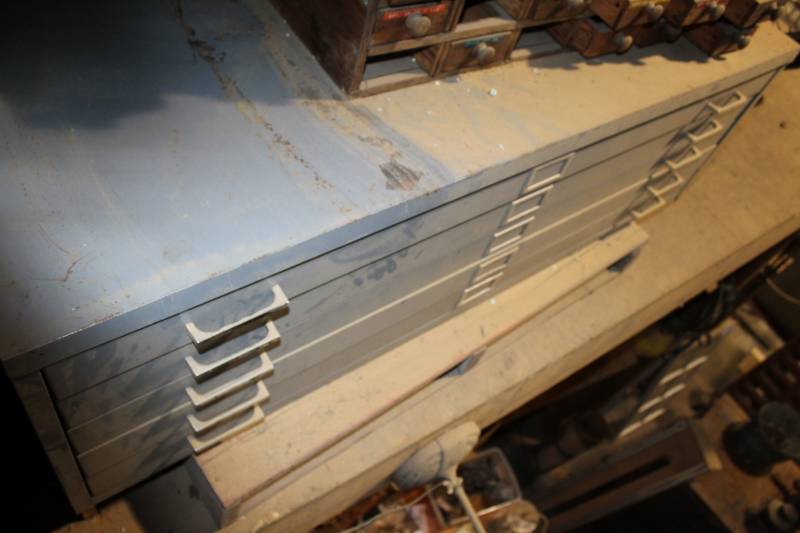 lot 879 image: Metal Blueprint Cabinet