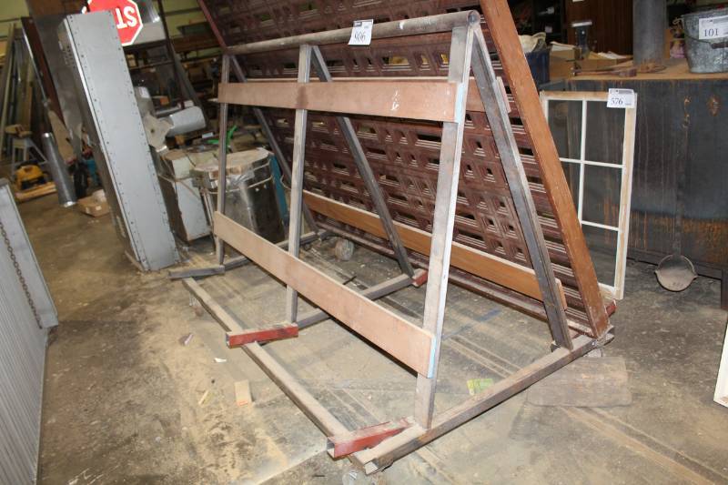 lot 906 image: Wood Rolling Storage Rack