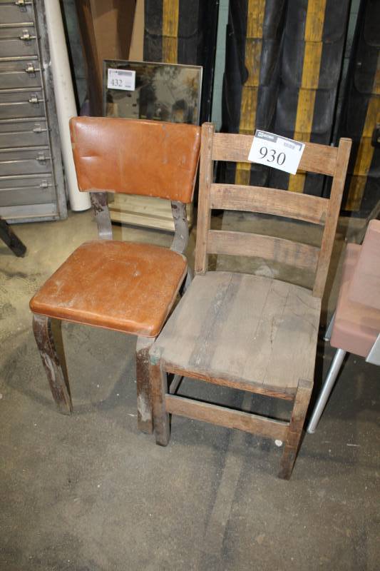 lot 930 image: Lot of (2) Wood Desk Chairs