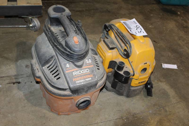 lot 526 image: Lot of (2) Shop Vac - Ridgid 4-Gallon, DeWalt