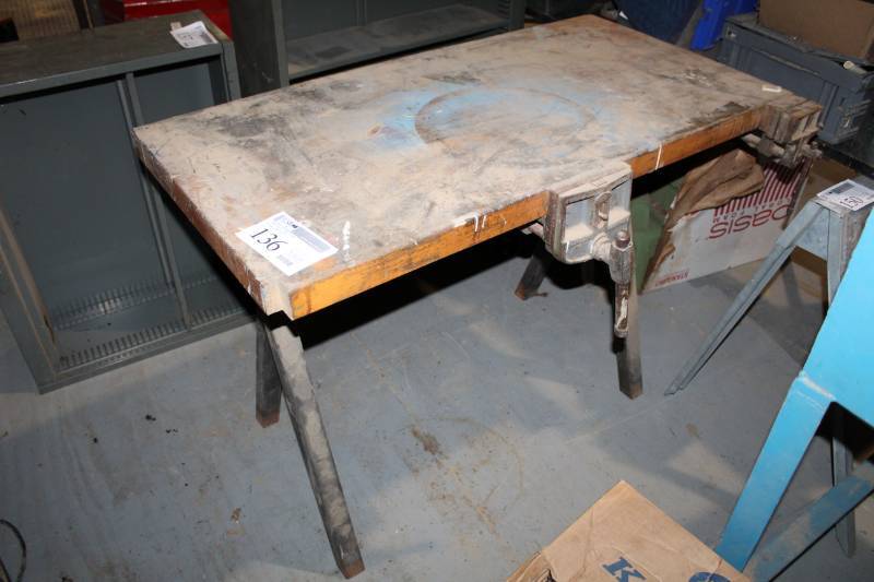 lot 136 image: Work Table w 2-Vises