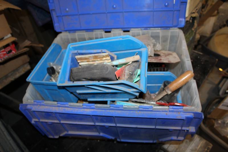 lot 80 image: Hardware - Hand Tools, Rubber Caps, Casters, Pattern Glass, Bike Chain, Misc.